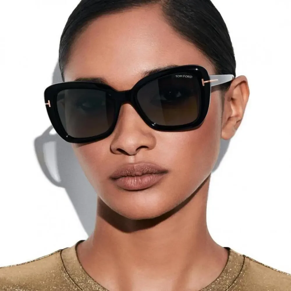 NWT Tom Ford FT1008 Black Cat Eye 55mm Sunglasses
